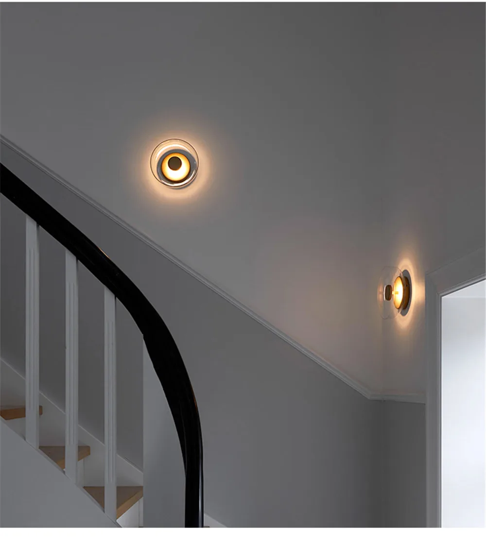 Nordic Design Modern LED Wall Light Loft Decor Sconce Wall Lights Iron Glass Round Bedside Wall Lamp Home Lighting Luminaire (8)