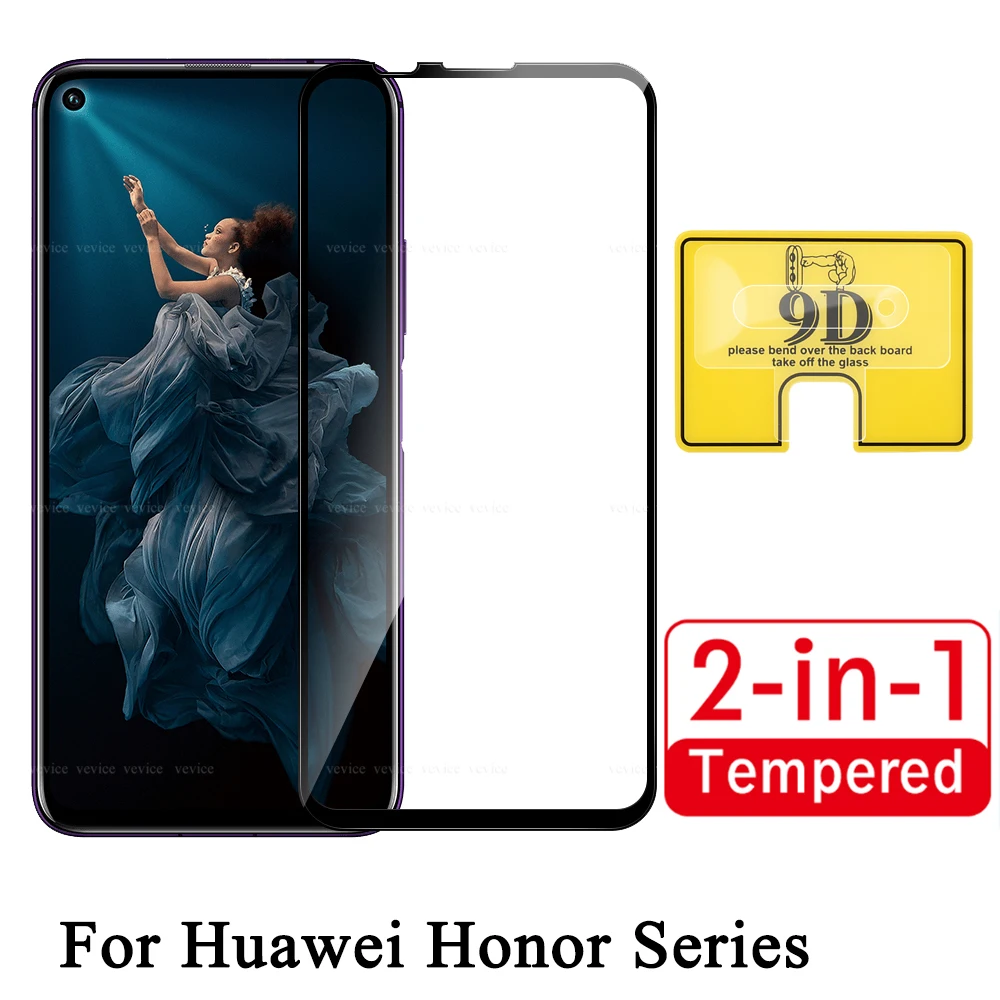 2 в 1 закаленное стекло для экрана huawei honor 20 8X 9X фронтальная Защитная пленка