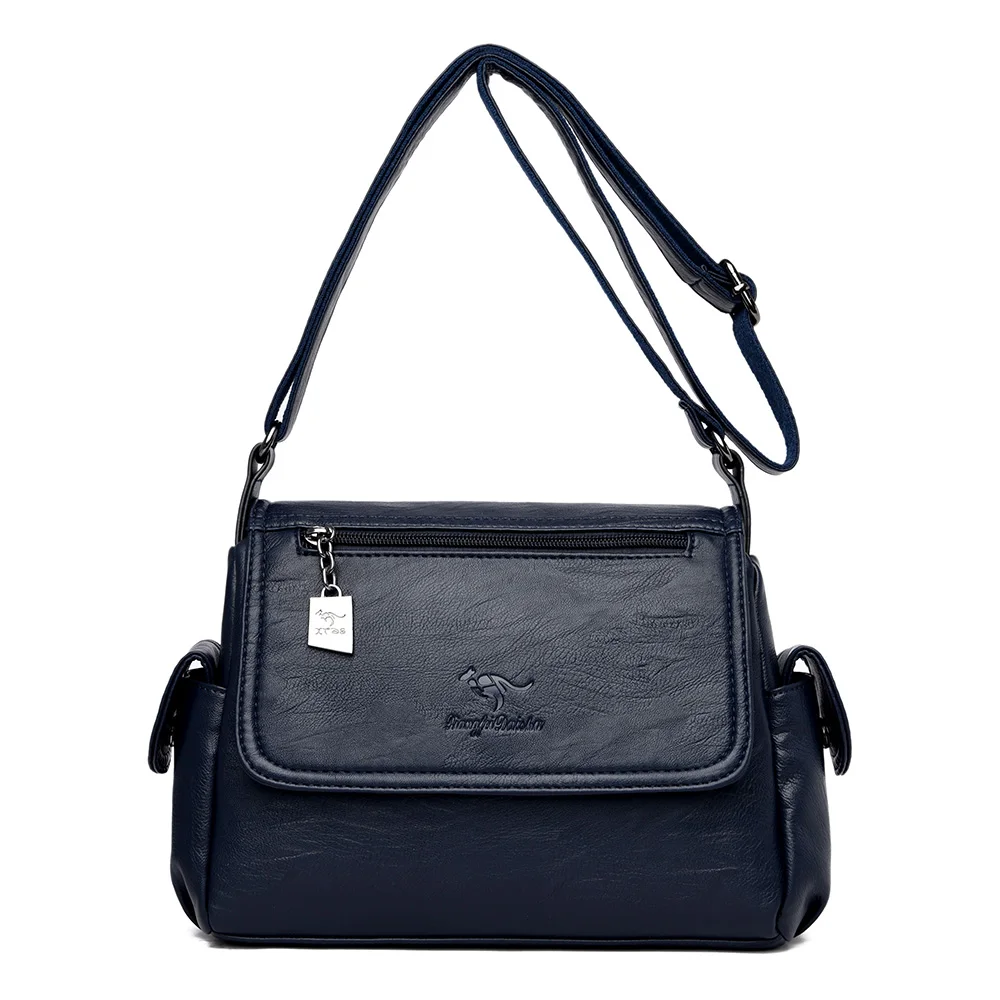 Модные роскошные женские сумки из мягкой кожи, дизайнерские сумки через плечо с несколькими карманами для женщин, известный бренд - Цвет: blue