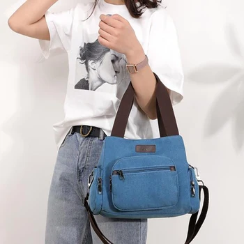 

Ladies Messenger Outdoor Travel Bag Women's Multi Compartment Canvas Handle Tote Shoulder Bags Crossbody Bags