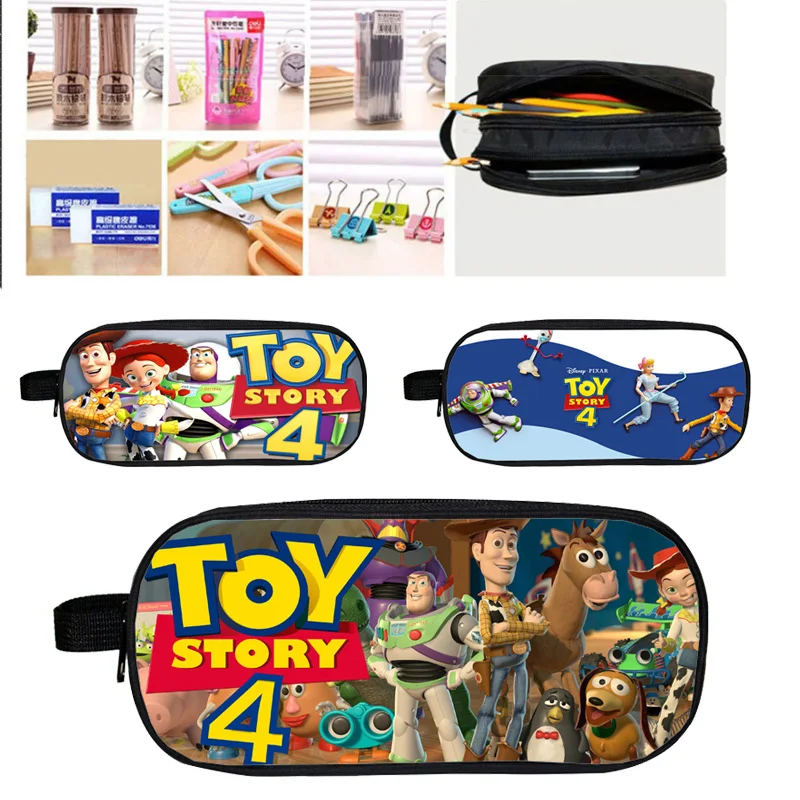 

Toy story 4 Pencil Case Mochila Anime Cosmetic Cases Makeup Mochila Print 3D Double Zipper Cosmetic Bag for Kids School Supplies