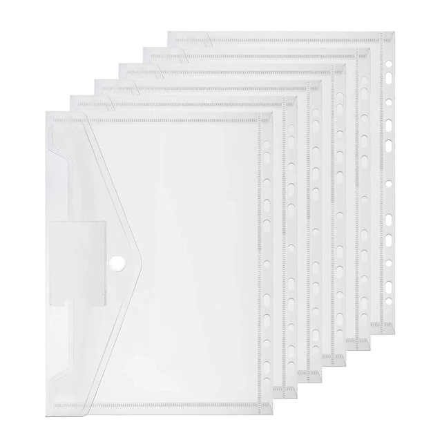 Pochettes perforées transparentes en plastique A4, étanches, 11 trous,  haute résistance, école, vie, bureau, 6 pièces
