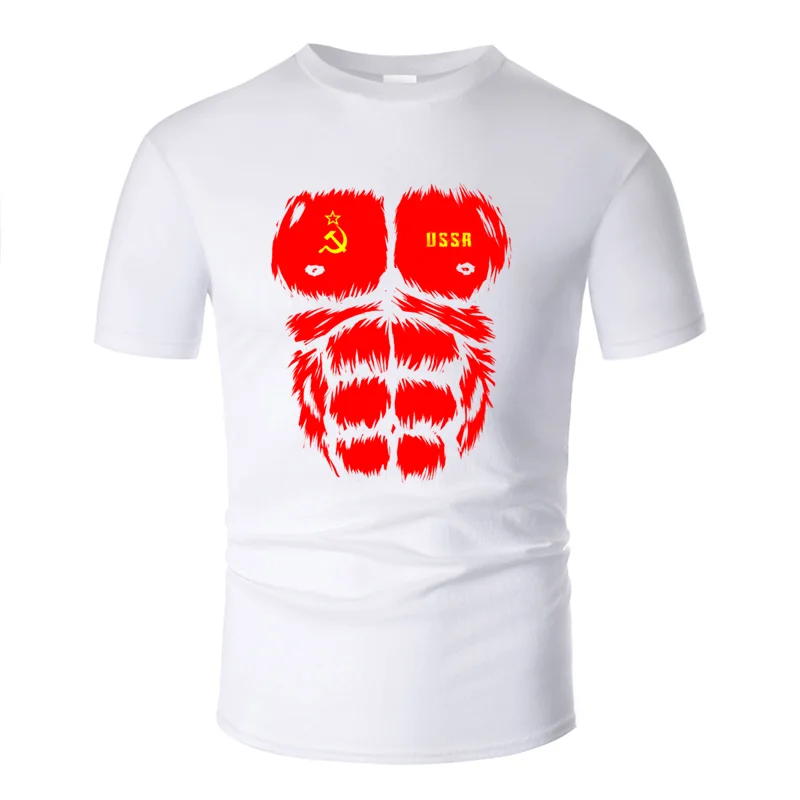 Men-White Дизайн Gorilla Udssr дизайн с флагом футболка с круглым вырезом Мужская армейский зеленый Мужская футболка подарок хип-хоп топы с коротким рукавом - Цвет: Men-White