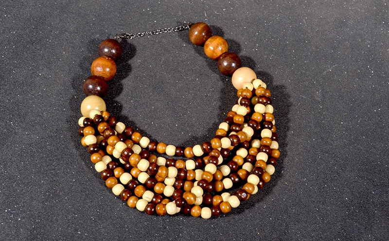 UDDEIN Handmade Bib Beads Wood Necklace & Pendant Bohemian Statement Jewelry Multi Layer Wood Maxi Necklace For Women Choker