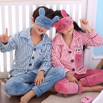 

Boys Winter Thickening Flannel Pajamas Set Christmas Family Pajamas Suits Children Clothing Toddler Girls Cartoon Warm Home Suit