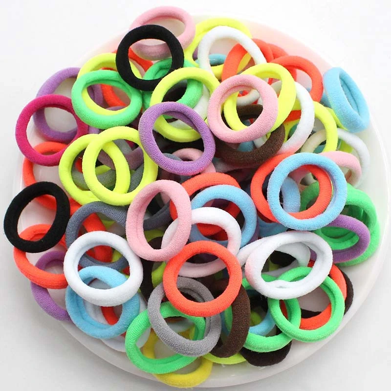 50pc/lot Kids Candy Color Hair Rope Elastic Scrunchie Hair Bands Mini Hair Rings Rubber Band for Girls Princess Hair Accessories Women's Hair Accessories