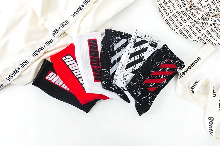 Harajuku Men's Sock ship hop Cool Funny Skate Socks New Fashion personality lightning letter Casual Men Long Crew Cotton socks