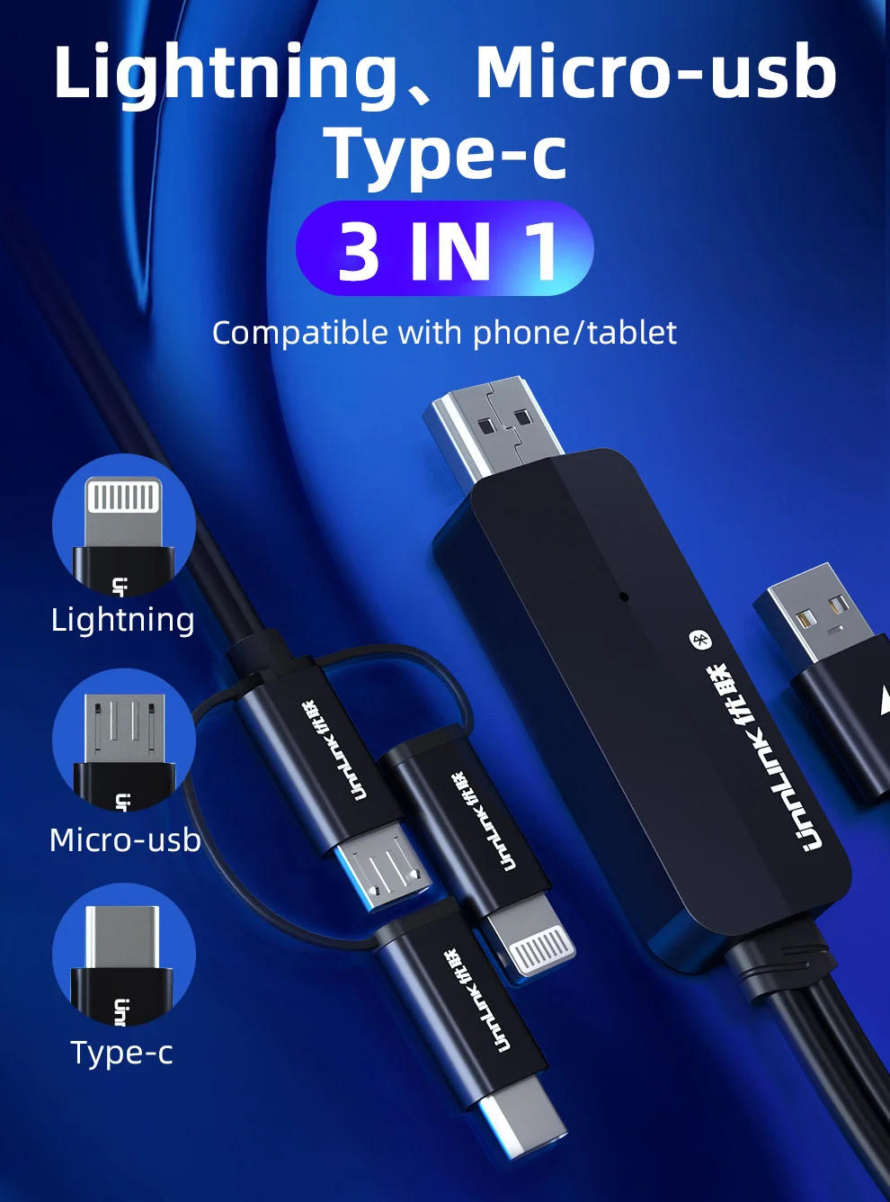 Кабель Unnlink USB к HDMI Mirror Cast кабель для конвертации с аудио MHL iPhone iPad Lighting Android Phone Mi Micro