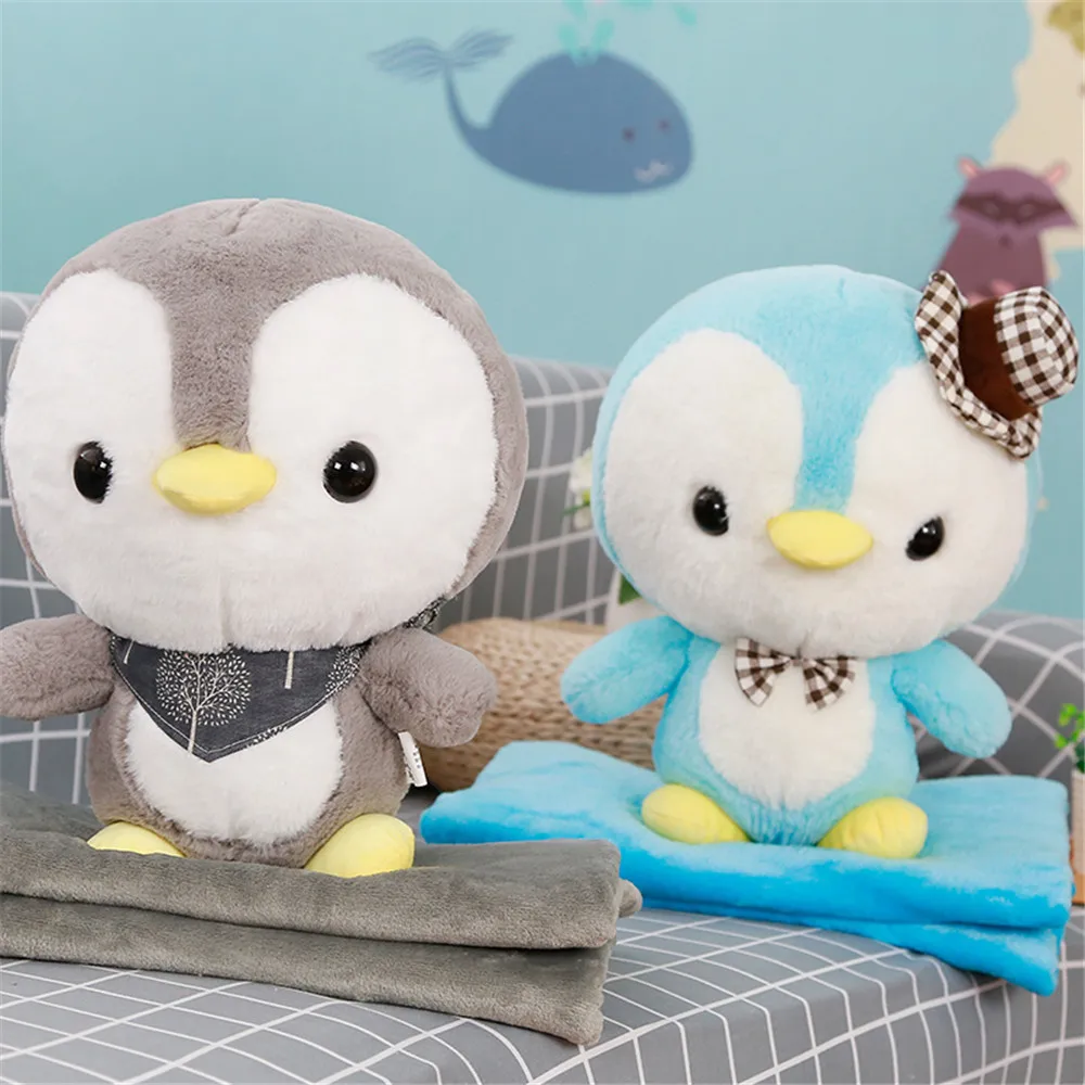 

Cat Love Faux Rabbit Fur Cute Penguin Doll Plush Toys Oceans Animal Cute Penguin Airable Blanket Pillow