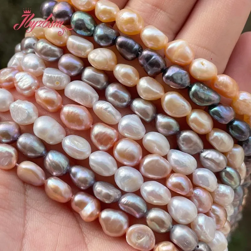 

7-8mm Freefrom Baroque High Punch Freshwater Pearl Stone Loose Beads 14.5"for DIY Elegant Necklace Bracelet Charm Jewelry Making