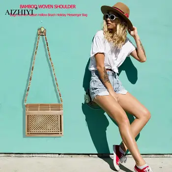 

Bamboo Travel Handbag Tote Travel Handbag Tote Women Rattan Straw Handmade Retro Crossbody Tote Shoulder Beach Handbag