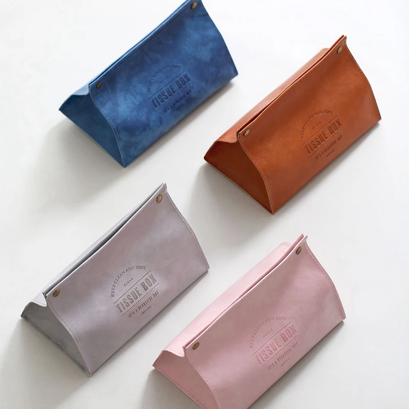 Container Towel Napkin Tissue Holder Ins Nordic Leather Tissue Box Paper Dispenser Tissue Holder Case For Office Home Decoration