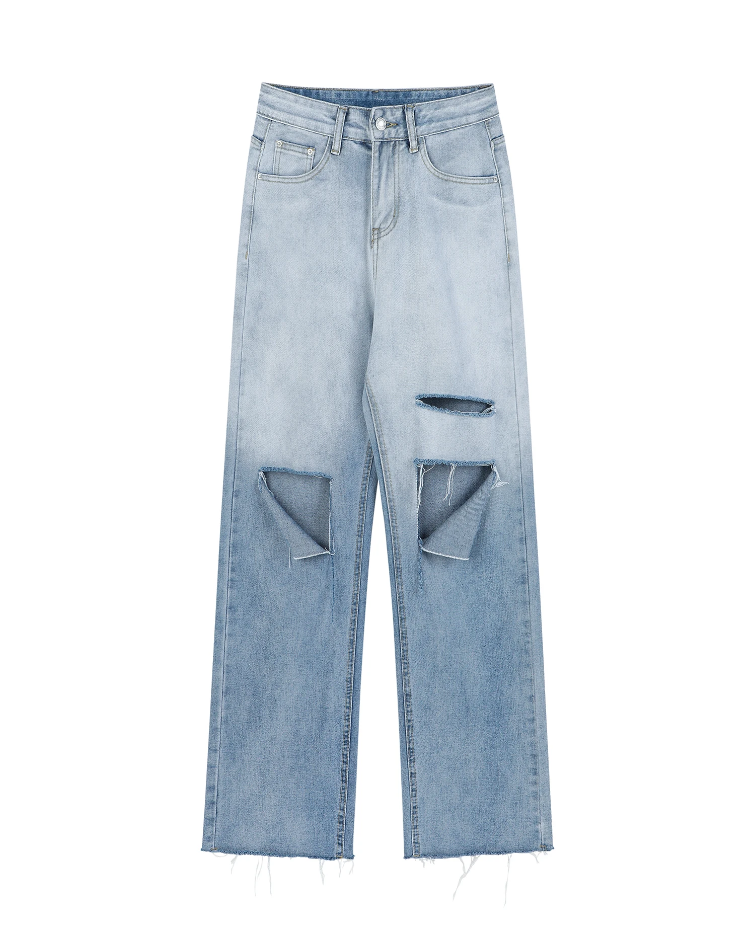 Women Ripped Jeans High Waist Baggy 