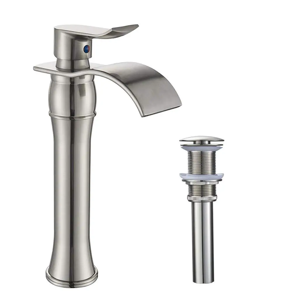 12/" Brushed Nickel Bathroom Sink Faucet Waterfall One Handle One Hole Vessel Tap