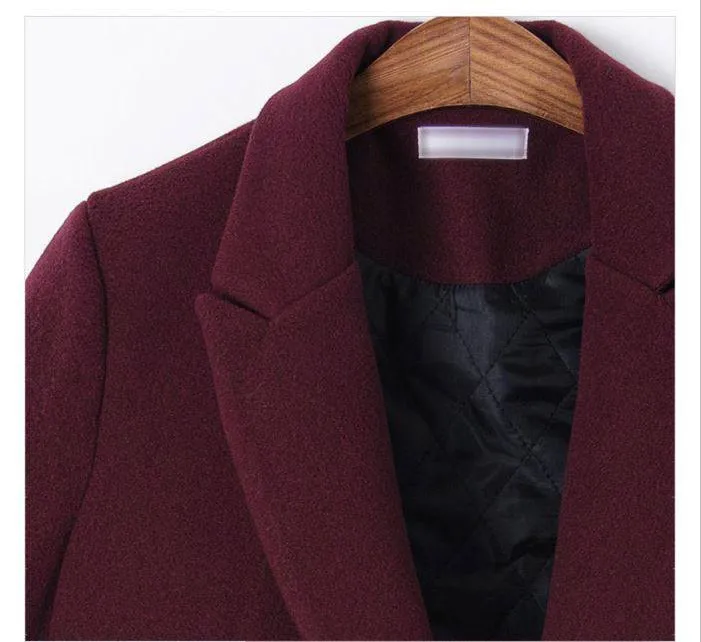 Модное Новое Женское шерстяное пальто тренд большая двубортная куртка длинная секция плюс хлопковое шерстяное пальто теплая Повседневная куртка