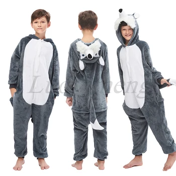 

Kids Pajamas Girls Boys Sleepwear Baby Jumpsuit Night Clothes Animal Cartoon Wolf Flannel Unicorn Children's Pyjamas For 6 8 10T