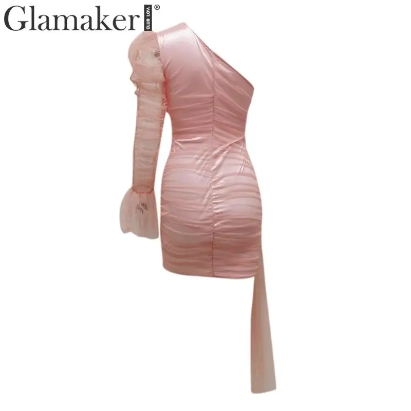 Glamaker сексуальное прозрачное Сетчатое Плиссированное короткое платье женское