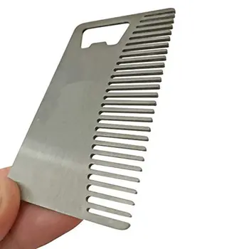 

Metal Hair & Beard Comb with Bottle Opener Multi-purpose Credit Card Size Tool for Wallet and Pocket