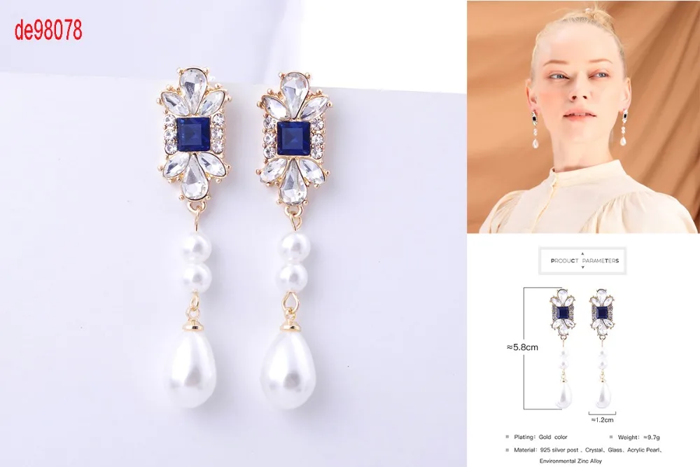 Элегантные Висячие серьги для женщин OL модные ювелирные изделия Bijoux горячие новые Кристальные лепестки акриловая Жемчужина Капли Висячие Серьги