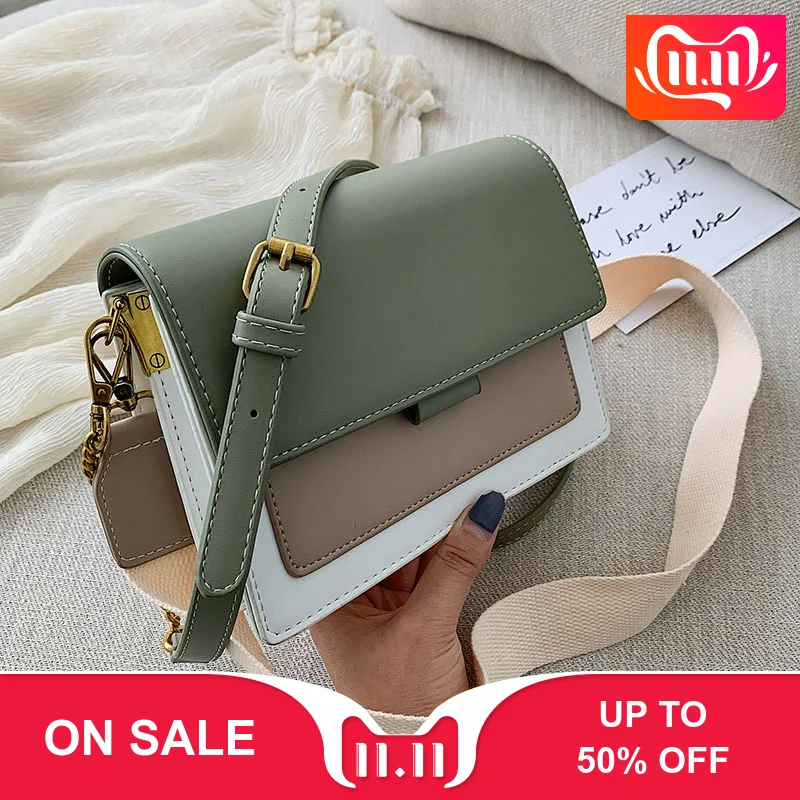 

aliwood Brands Designer Women Bags Chain Shoulder Bags with Two Shoulder Straps Panelled Female Crossbody Bags Leather Handbags