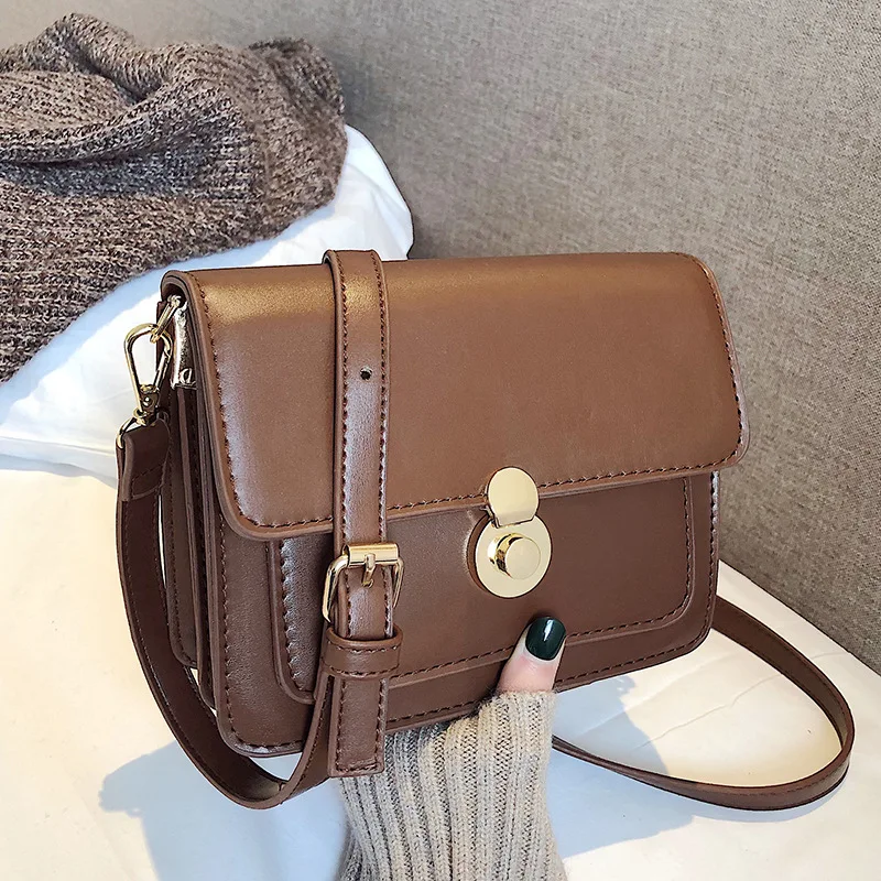 

Autumn And Winter CHIC Bag Women's Vintage Versatile Simple 2020 New Style Fashion Korean-style Shoulder Textured Square Bag