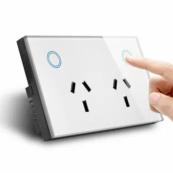 

Touch Double GPO Glass Panel Power Point Wall Outlet Socket Switch 10AMP mobile phone control socket
