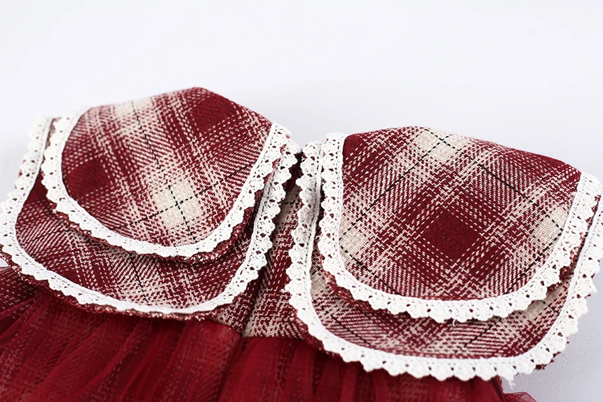 Toddler Girl Plaid Woolen Party Ruffle Dress Kids Wholesale Lot Bulk Clothes Fall Winter Girl Fashion Princess Dress Puppy Style