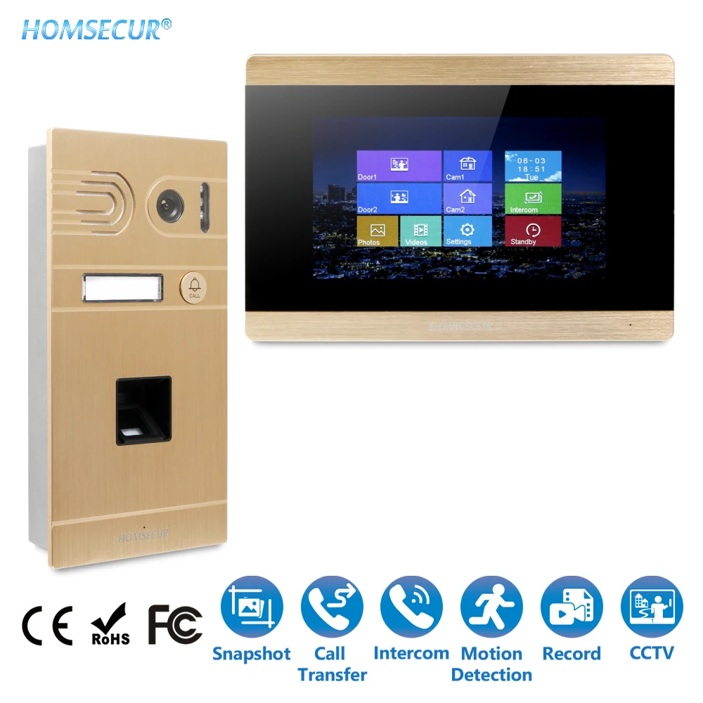 HOMSECUR 7\ Wired Video Door Phone Intercom System+Intra-monitor Audio Intercom BC061-G+BM715-G HOMSECUR 7\ Wired Video Door Phone Intercom System+Intra-monitor Audio Intercom BC061-G+BM715-G