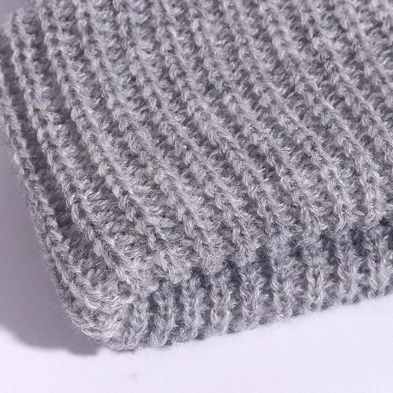 Unisex Winter Child Ribbed Knitted Cuffed Short Melon Cap Solid Color Skullcap Baggy Retro Ski Fisherman Docker Beanie Hat