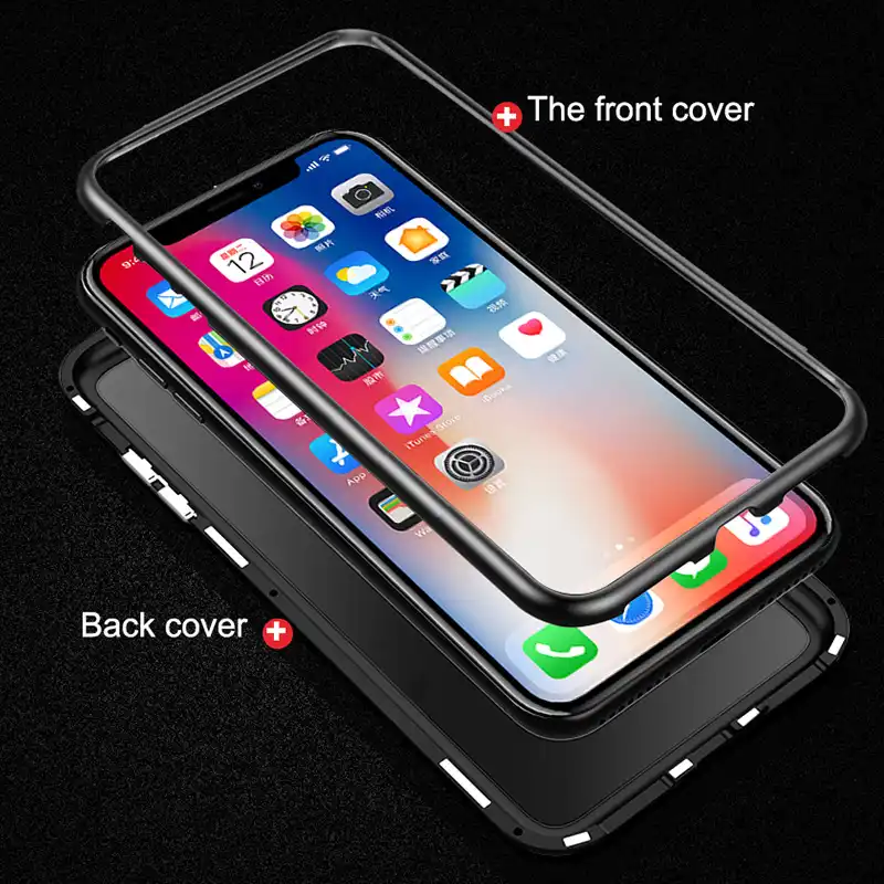 Роскошный Магнитный чехол для телефона iPhone 7 8 Plus 6 S полное покрытие 3 в 1 модный