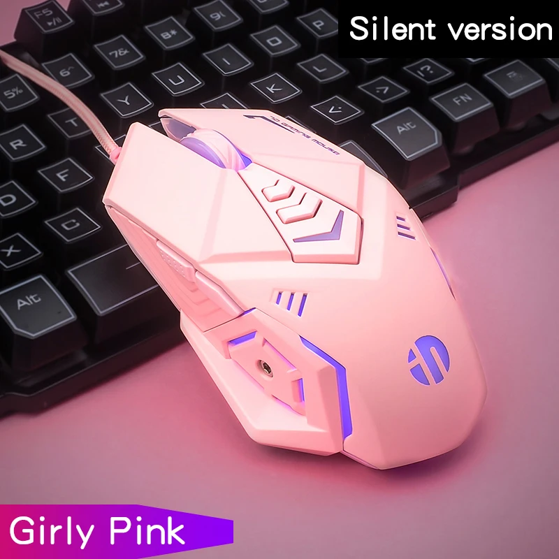 Wired USB Gaming Mouse Pink Mute RGB Gamer 7 Buttons Mice Optical Office Computer Mouse For Desktop Laptop Ergonomic Game Mouse 