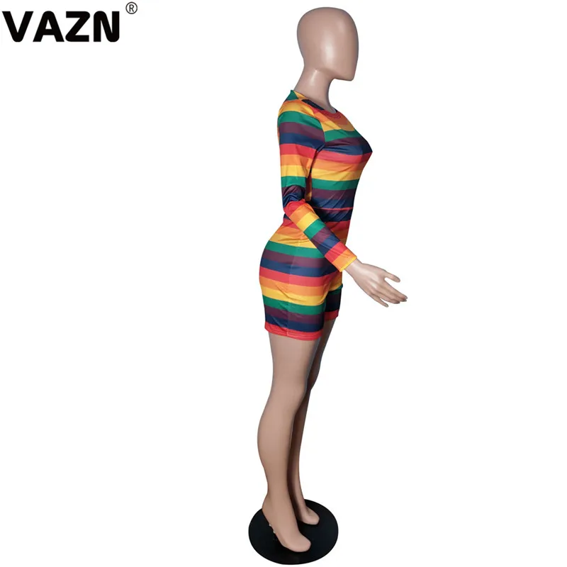 VAZN GARM18027 шикарный дизайн летний сексуальный Дамский цветастый комбинезон с длинным рукавом на молнии Летающий полосатый комбинезон дамские повседневные Комбинезоны