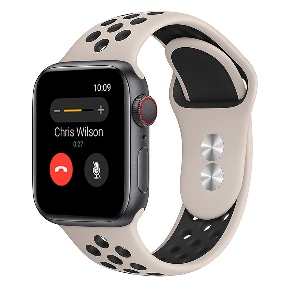 Мягкий силиконовый браслет для Apple Watch 42 мм ремешок 44 мм дышащий iwatch серия 5 4 3 2 1 Замена 42 мм ремешок для часов 38 мм ремешок