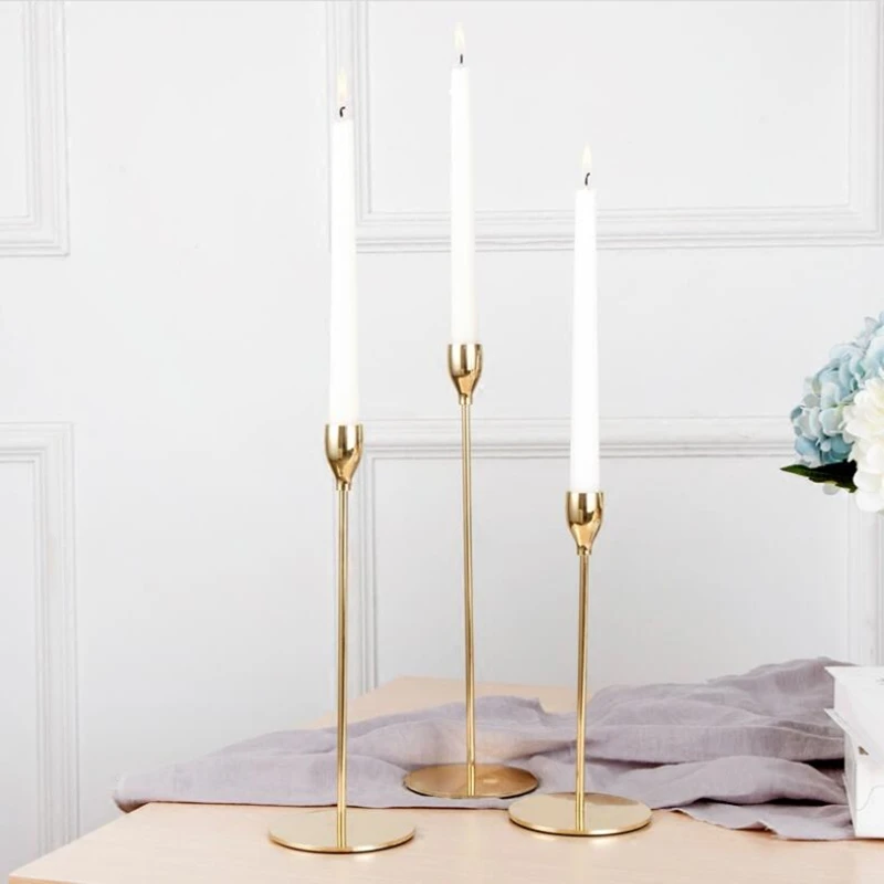 European Style Metal Candle Holders Simple Wedding Decoration Bar Party Living Room Decor Home Table Candlestick candle holders
