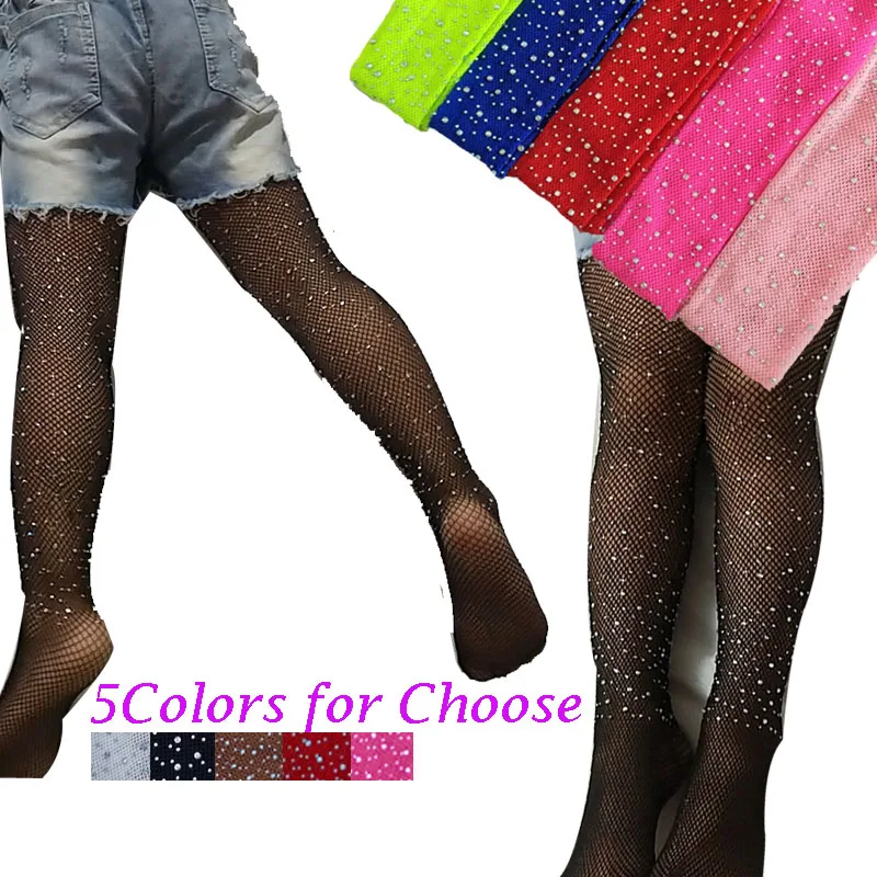 

2019 arrival Kids Baby Girls Rhinestone Fishnet Stockings Children Girl Mesh Pantyhose Hollow Out Tights Girl Stockings