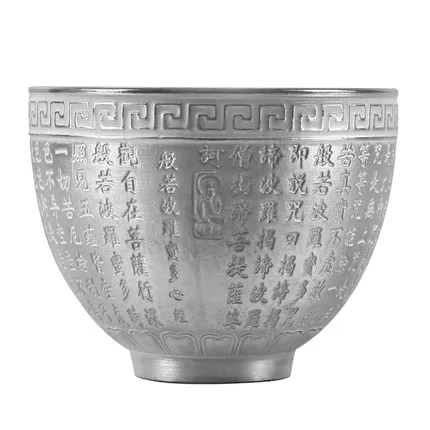 Ceramic Heart by Teacup Silver Cup Sterling Silver 999 Pure Handmade Health Cup Kung Fu Black Tea Jin Jun Mei Teaware