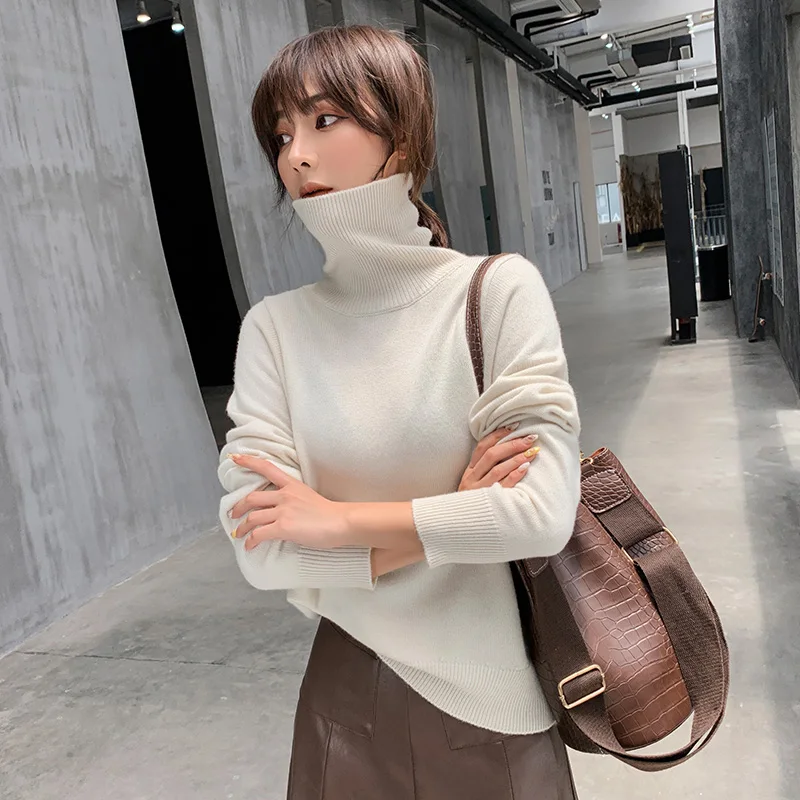 

Sweater Ms. Knit Cashmere Turtleneck Turtleneck Warm Winter Autumn Long Sleeve Solid Color Sexy Loose Women Pullover Sweater