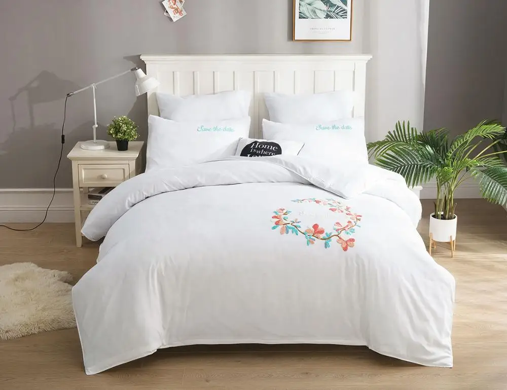ALANNA bedding set Pure color Flowers European style Pure cotton Embroidery Bed sheet, quilt cover pillowcase 6pcs new product - Цвет: L1008
