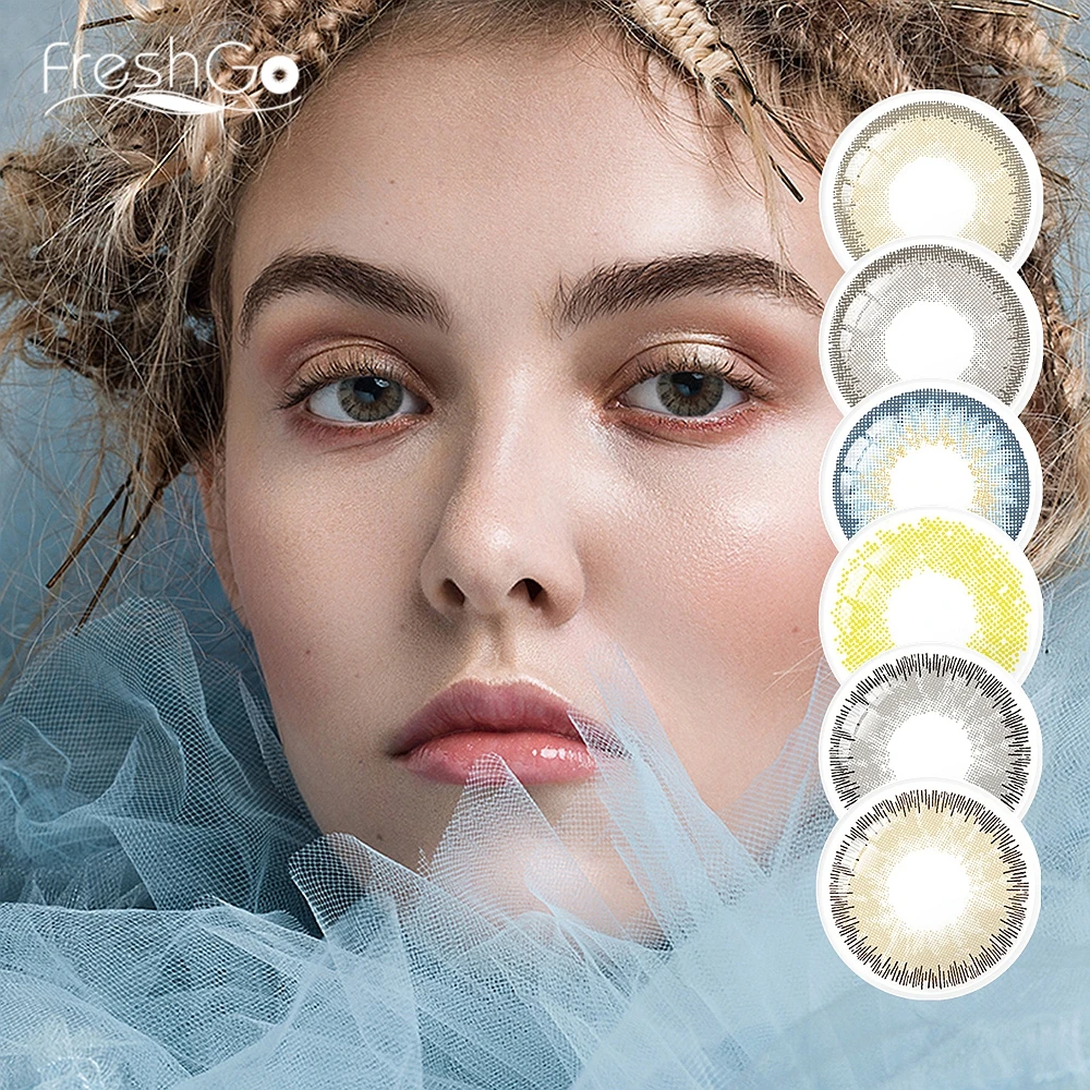 Цветные контактные линзы FreshGo с цветными контактами ed ежегодные цветные для