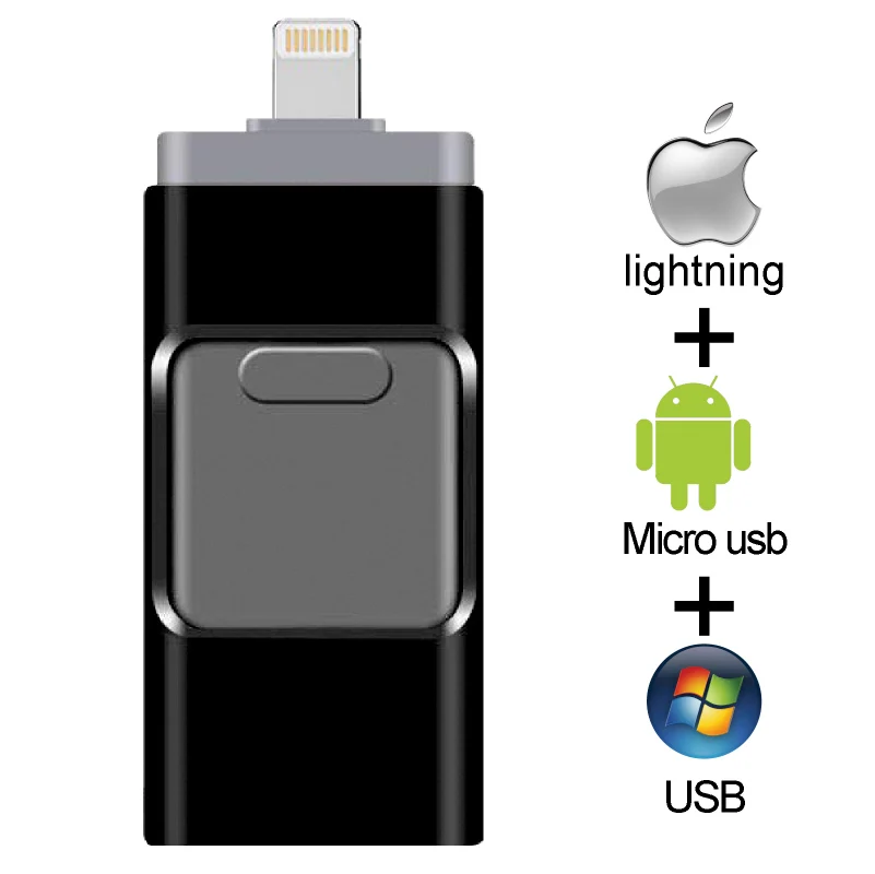 3 в 1 Otg Usb флэш накопитель 8 ГБ 16 32 64 Гб 128 256 для Iphone Ipad Tablet phone lightning android Pen Drive