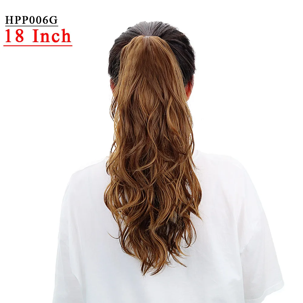 Красота, 18 дюймов, синтетические накладные волосы на заколках в виде конского хвоста, волнистые накладные волосы на завязках - Цвет: HPP006G