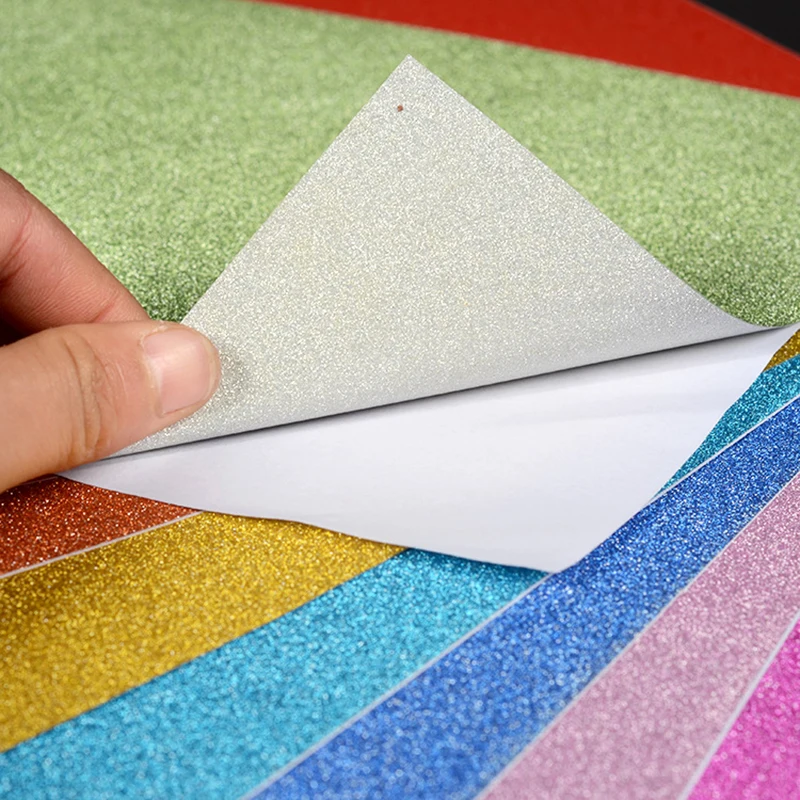 A4 Manual Gift Thick Decorating Self Adhesive Crafts Kindergarten Glitter Sheets Embossed Paper Diy Powder 10pcs/set,glitter embossed paper