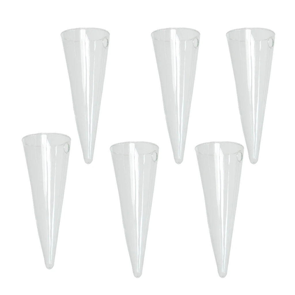 6X Cone Hanging Glass Vase Bottle Pot Terrarium Flower Planter Home Office Decor DIY