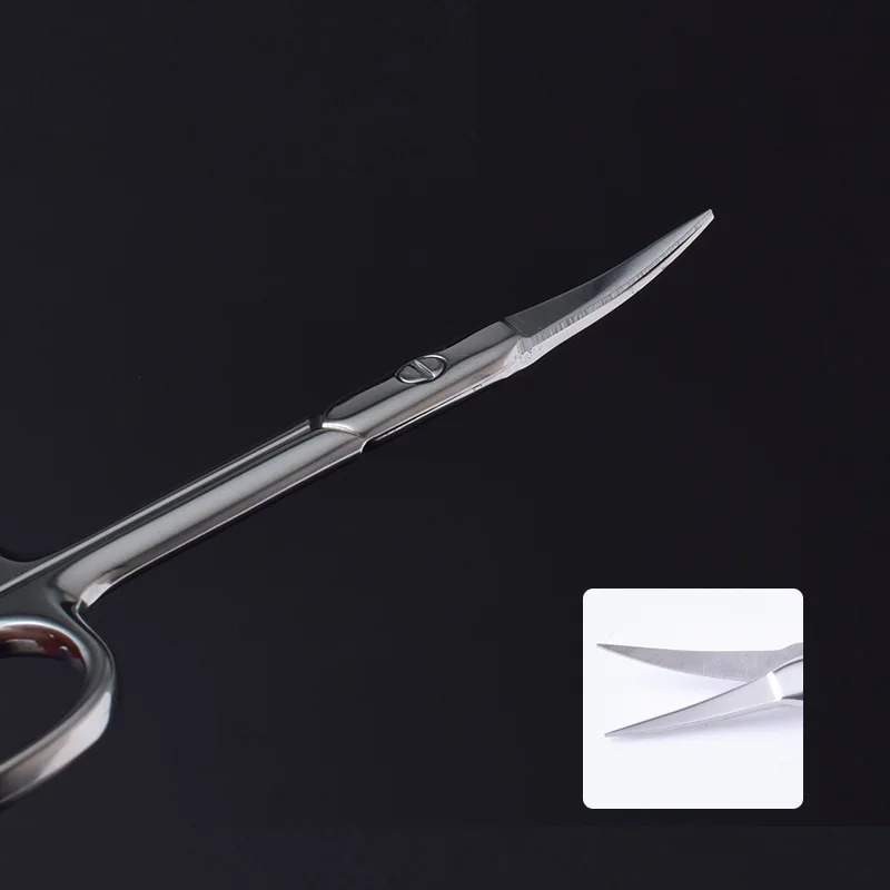 LIZY Eyelash Scissors Sharp Head 3.5mm Thick Stainless Steel Curved Nose Hair Beard Facial Scissors Eyebrow Cosmetic Makeup Tool 2