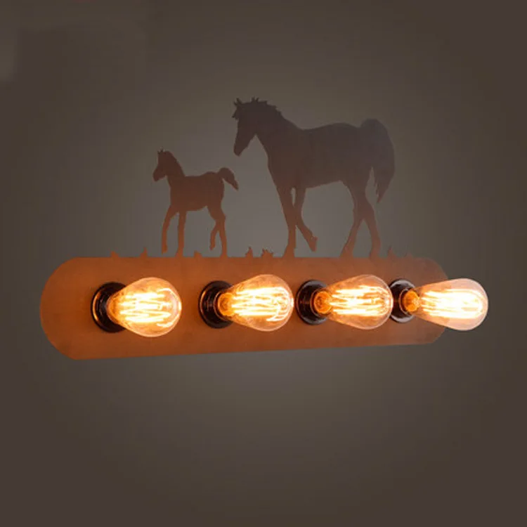 

Retro Creative Iron Wall Lamp Industrial Restaurant Bar Led Horse Wall Light Modern Bedroom Home Deco Wall Sconce Lamp Fixtures