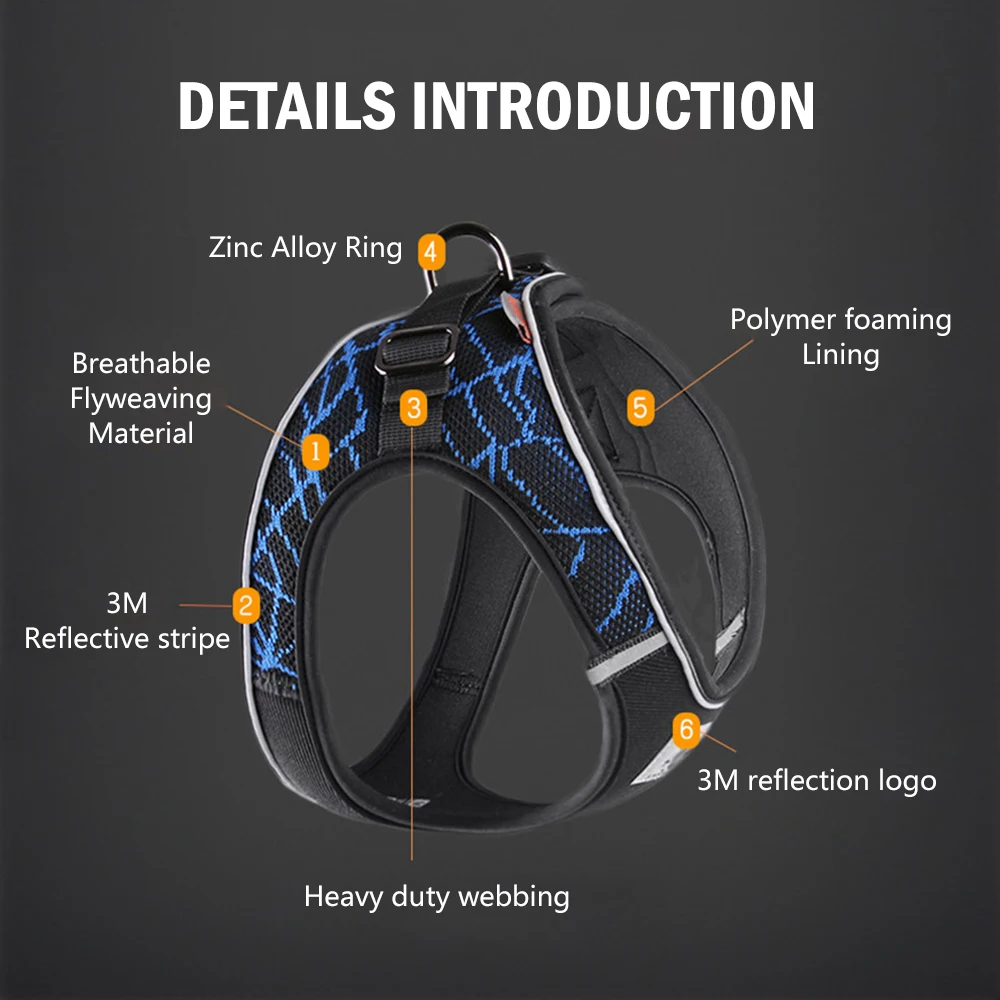 No-pull Sport Reflective Dog  Dog Pitbull Bulldog Outdoor Dog Training Walking Safety Vest  For Small Medium Large