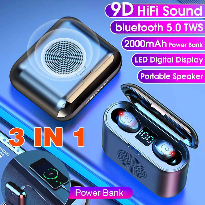 G6 Bluetooth Earphones Wireless Stereo LED Display With Speaker Power Bank TWS Earbuds Headphones Handsfree Mic | Электроника