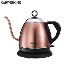 304 чайники из нержавеющей стали с длинным горлышком, электрический чайник, быстрый нагрев воды для чая, кофе, 220 В, 1000 мл, 1000 Вт, Автоматическое отключение питания
