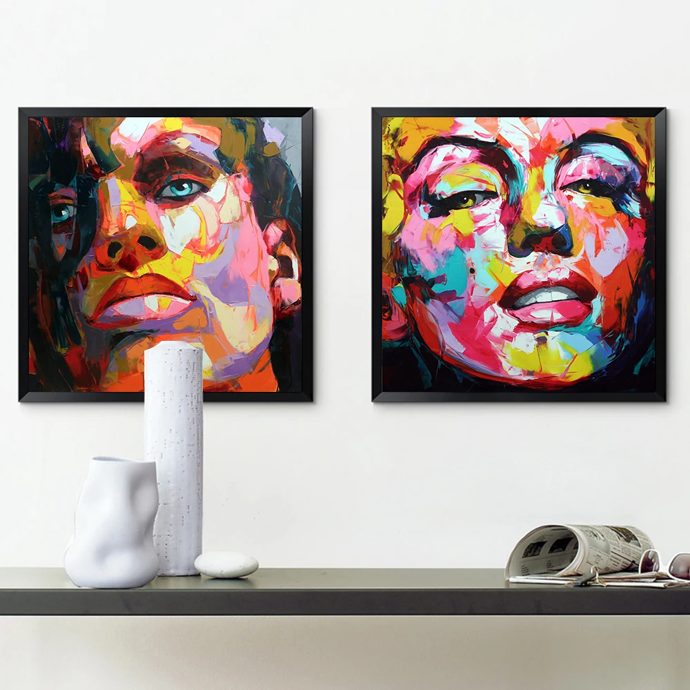 

Abstract Famous actor actress Knife painting Print Wall Canvas painting Unframed Square Wall picture large Poster and prints