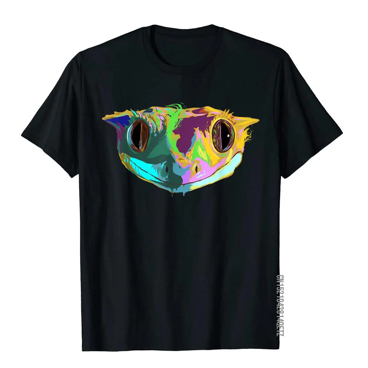 Colourful Reptile Crested Gecko T-Shirt__B10524black
